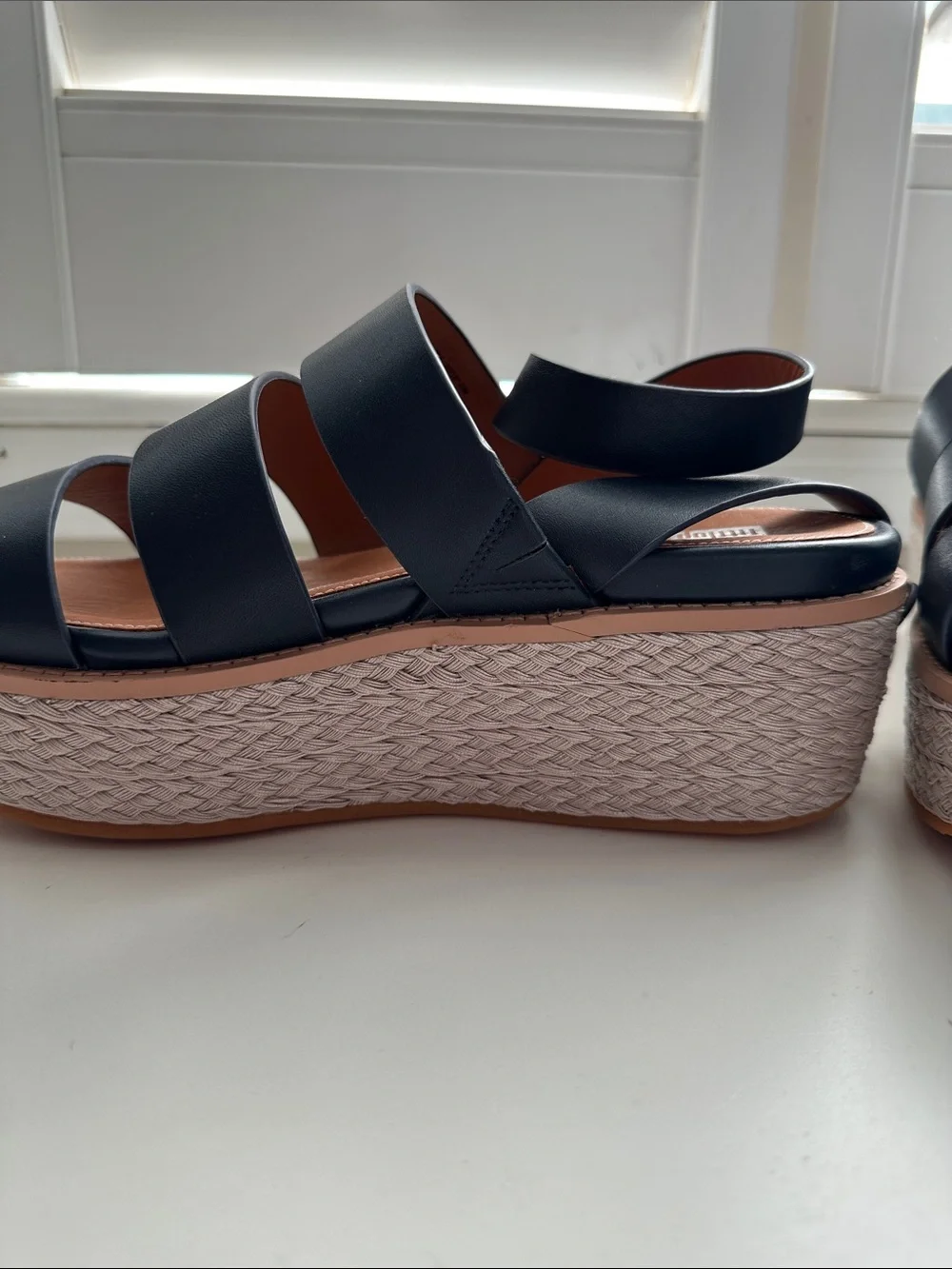 FitFlop Eloise Back Strap espadrille platform wedge sandals. Navy and NWOT!